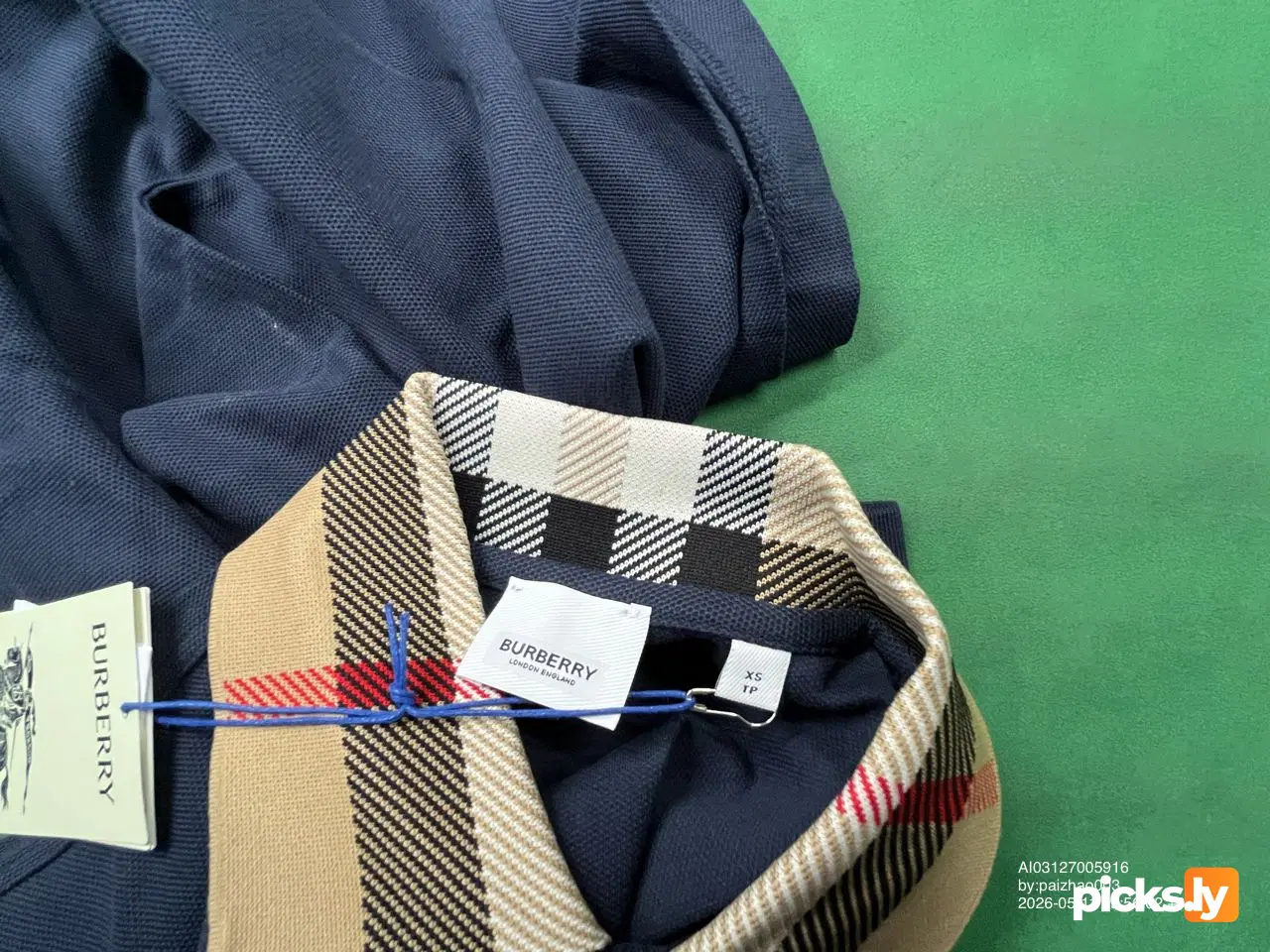 Plaid Collar Polo Shirt Dark Blue