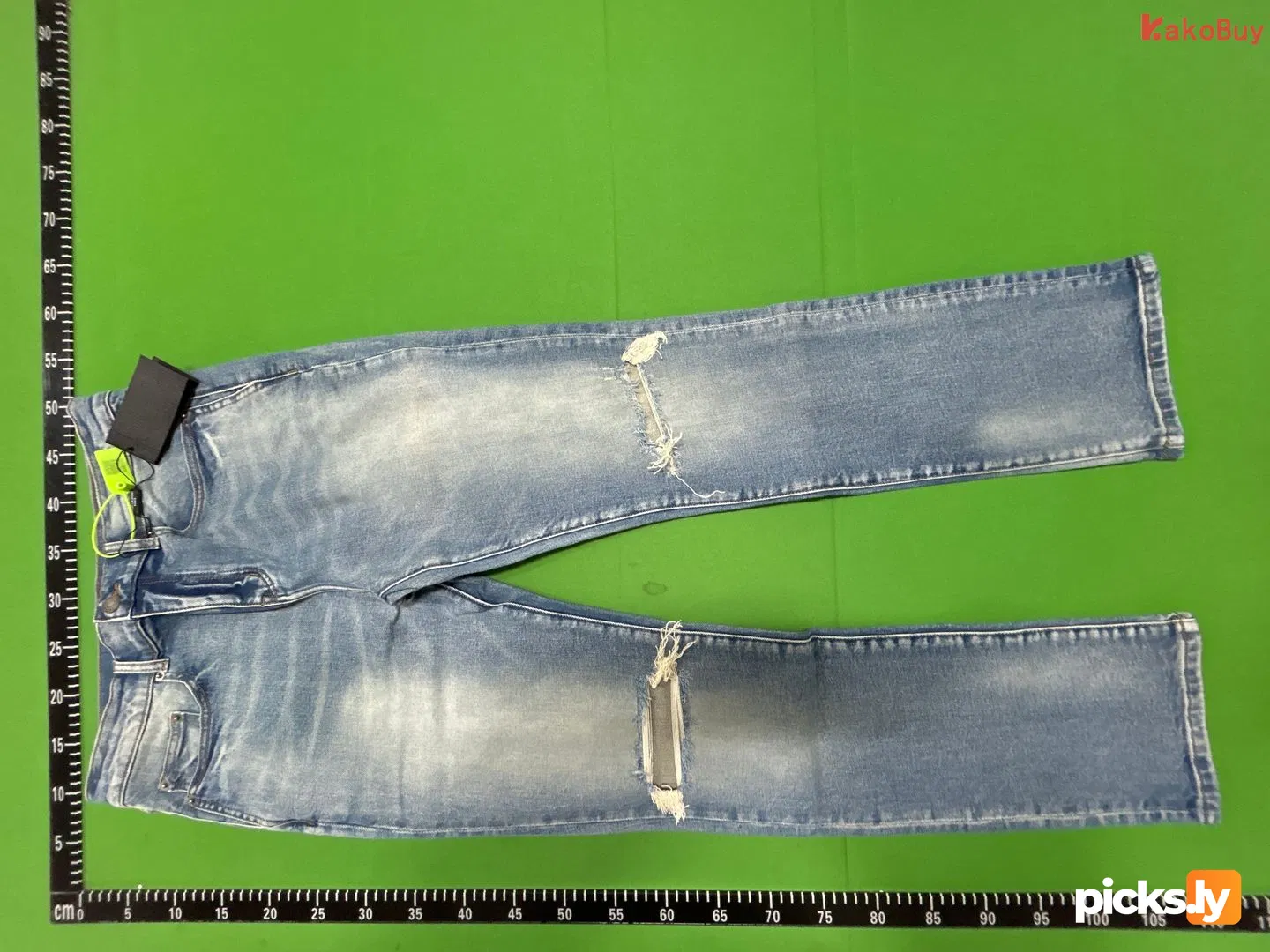 Saint Laurent Style Blue Double-Knee Distressed Jeans